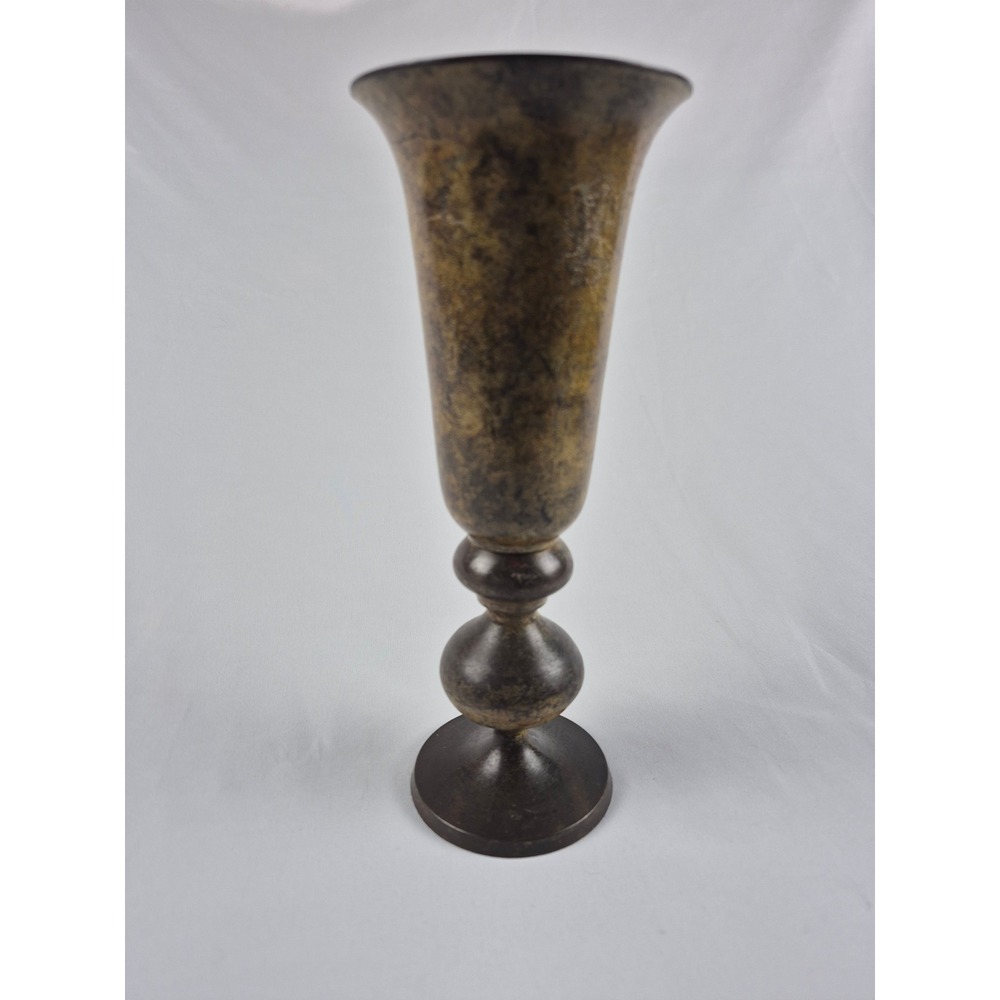 Hosley 10" Pedestal Vase Aged Bronze Brass Tone Metal Urn Classic Home Decor